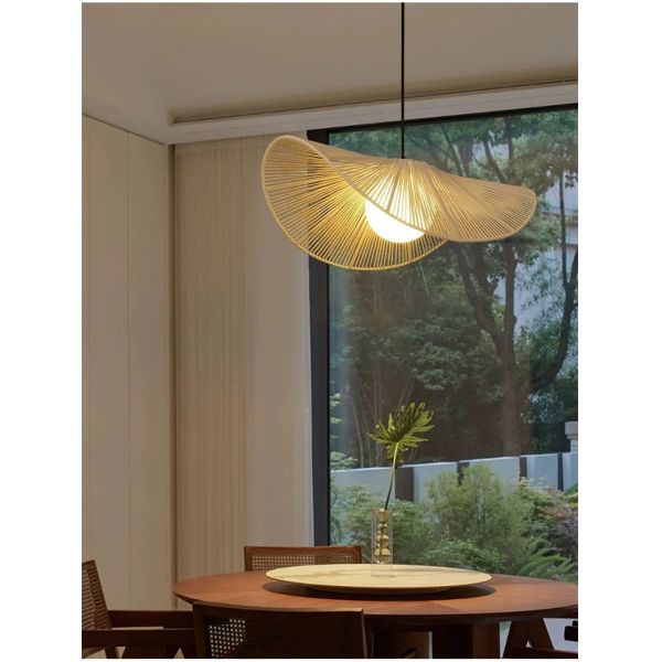 Art Hanging Wicker Lamp Bedroom Parlor Hotel Nordic Rattan Wabi Sabi Pendant Light(WH-WP-101)