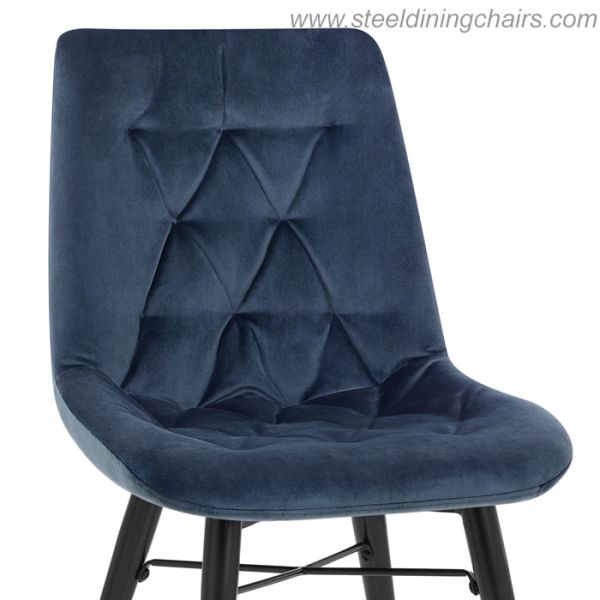 Green Velvet Armless 84cm Metal Dining Chairs With Upholstered Seats Black