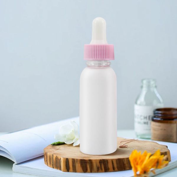 Customize Logo 30ml 1oz Plastic Pink White PET Perfume Dropper Essential Oil Plastic Bottle