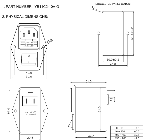Фильтр входа силы фильтра 1A входа EMI IEC низкоточный для медицинского оборудования