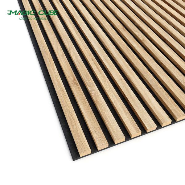 Flame Retardant Wood Slat Acoustic Panels With Polyester Thickness 12mm