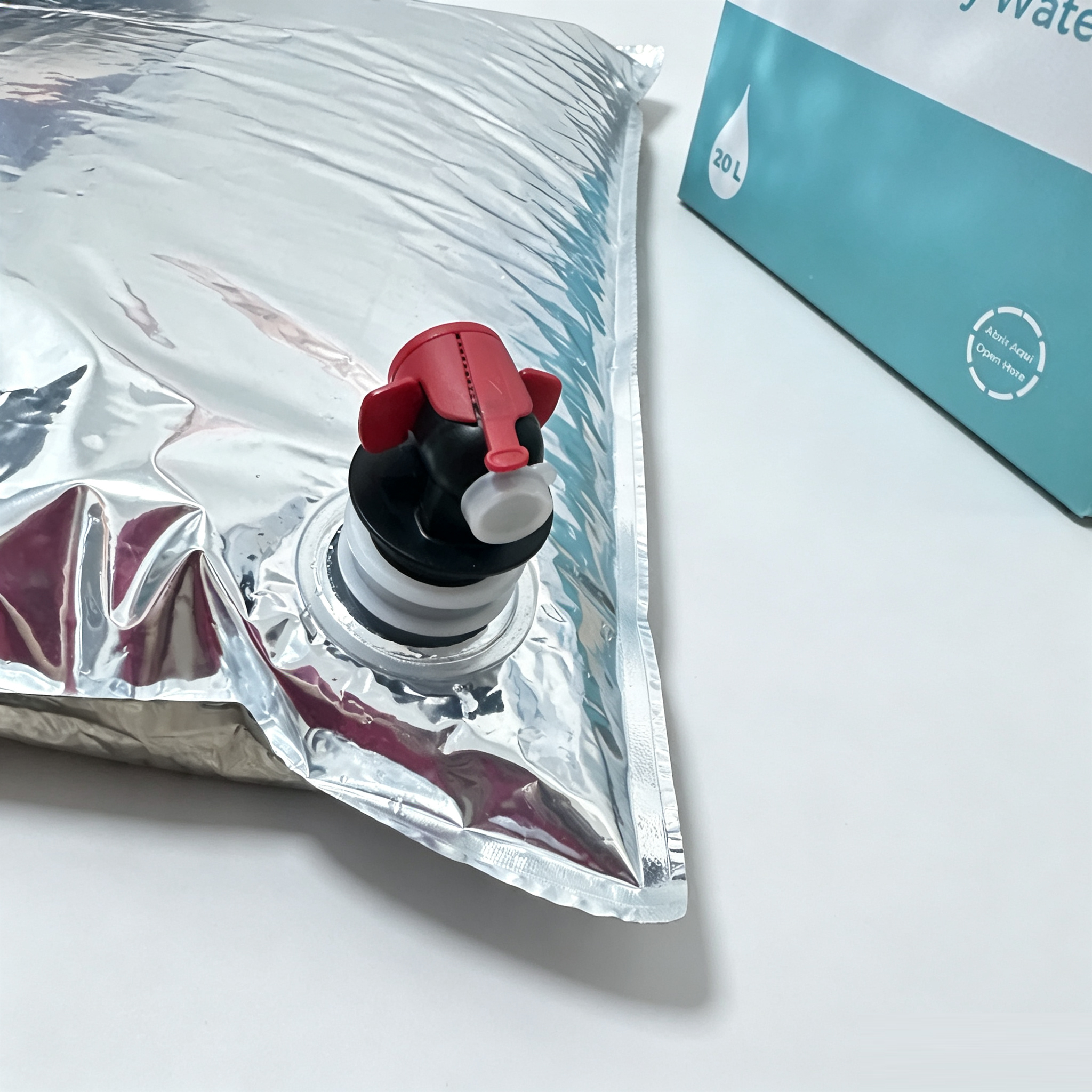 20L Aluminum Foil BIB Bag-In-Box Water Pouches With Custom Printed Cardboard Box | Barrier Bib Packaging For Laboratory Purified Water OEM