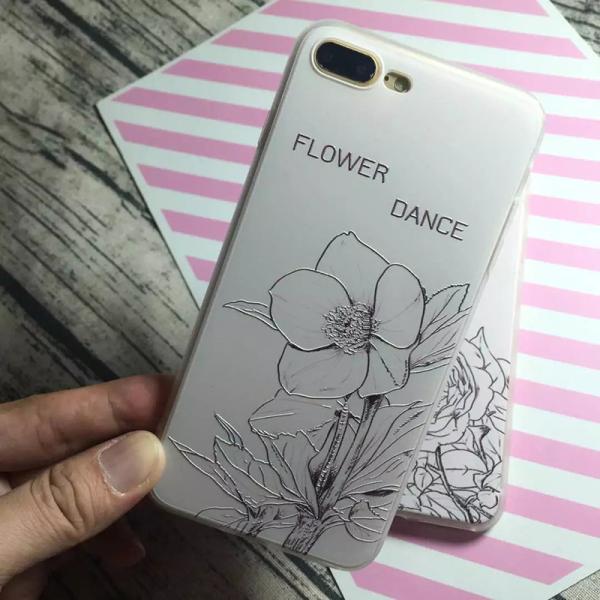 PC+TPU Silk Skin Back Cover Relief Painting Flowers Pattern Cell Phone Case For iPhone 7 6s Plus