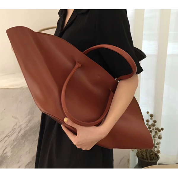 Fan Shaped PU Shoulder Bag 28cm 19cm Leather Shopping Tote Bag