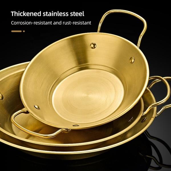 Amazon Hot Selling Cooking Kitchen Cookware Induction Frying Pan Stainless Steel Paella Pans Seafood Frying Pan