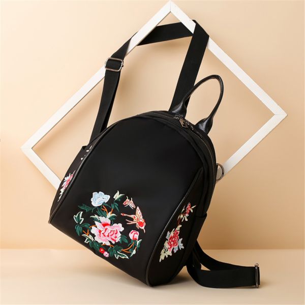 Nylon Embroidery Double Shoulder Bag Female Korean Version of The New Fashion Oxford Cloth Tourism shoulder bag backpack