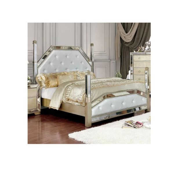 Wood Master Bedroom Furniture Upholstered Platform Bed