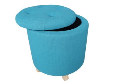 Timber Legs Fabric Footstool With Storage Turquoise Foot Stool Ottoman With Storage