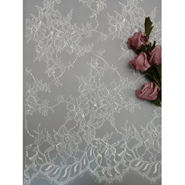 Вышивки ткани сетки Тюль шнурка нейлона 145CM ткань 100% шнурка белой флористической мягкая