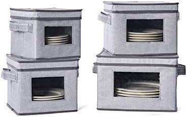VENO 2 Pack Wine Glass Storage Box with Lid and Handles, Glasswares, China Organizer, Great for Moving, Transport.
