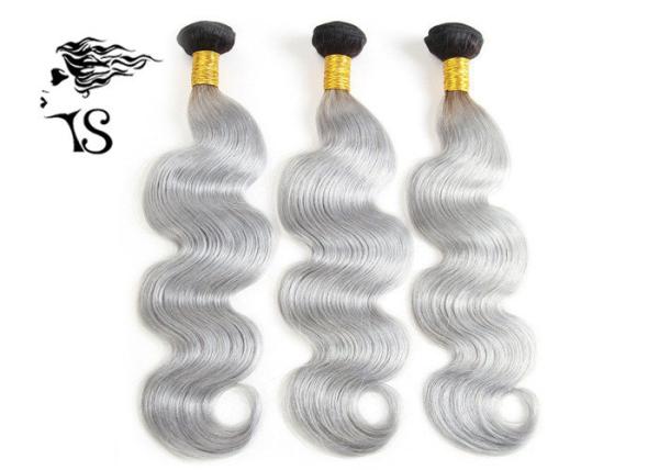 Grey Ombre Hair Extensions 3 Bundles , Brazilian Virgin Hair Extensions Grade 7A