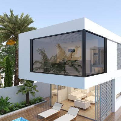 70S Coeficiente de isolamento térmico Vidro temperado Alumínio Casement Windows para villas