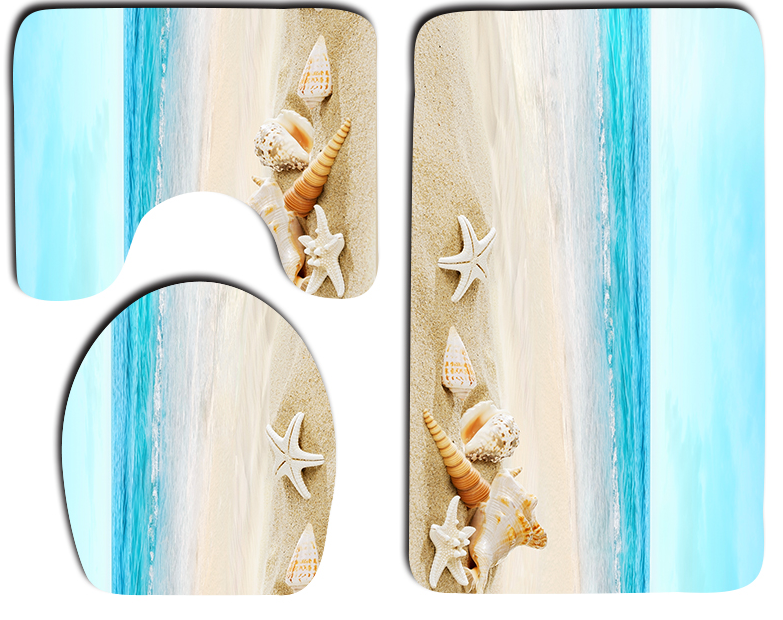 Dolphin Beach Toilet Seat Cushion Anti Skip Toilet Tank Cover Set