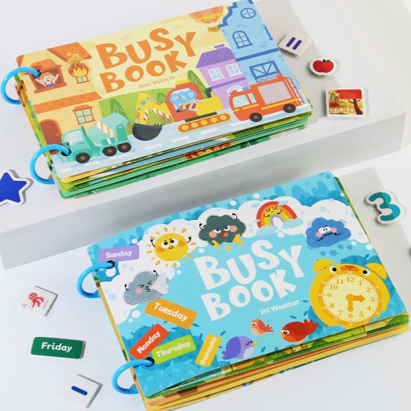 Quiet Book Early Learning Activity Puzzle Paste Matching Game Toys Children's Educational Magic Tape Wooden Busy Book Toys