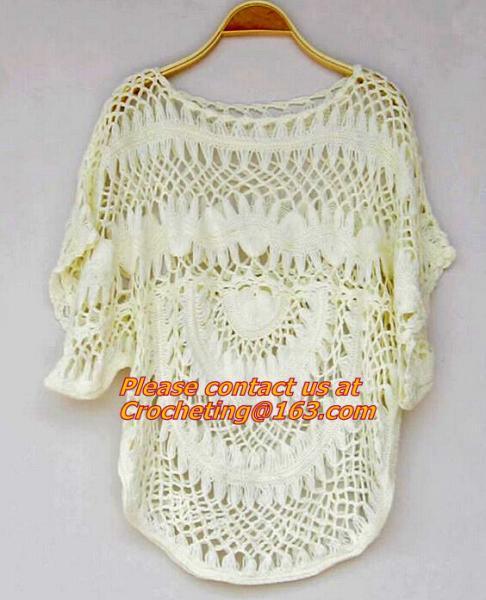 Crocheted, loose Crochet knitted blouse wears batwing hollow pullover sweaters top, hollow