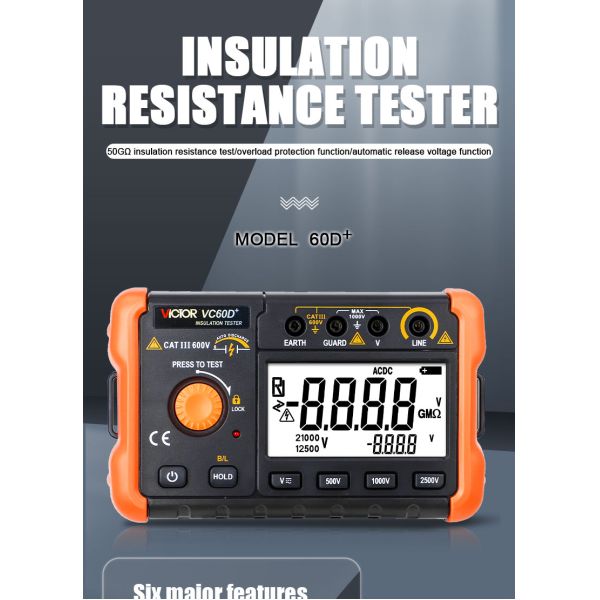 VICTOR 60D+ дисплеи в 2000 цифр интеллектуальный микроизоляционный тестер короткое замыкание измерения тока более 1 мА