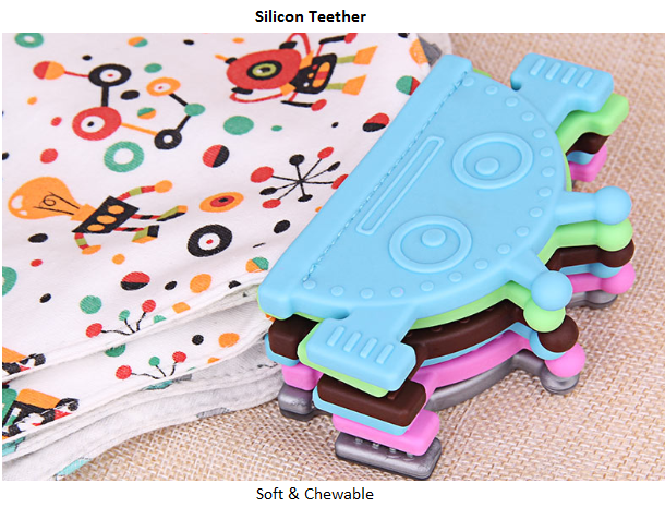 Кремний 100% хлопок Bibs Bandana младенца CE современный с Teether