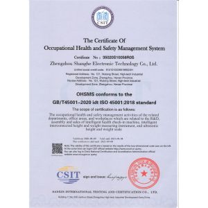 Zhengzhou shanghe electronic technology co. LTD Certificações