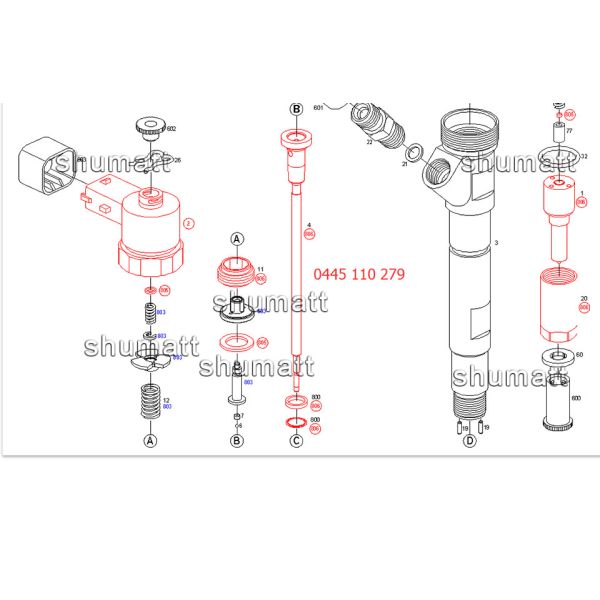 Genuine Fuel Injector 0445110279 0445110186 suits  diesel fuel engine