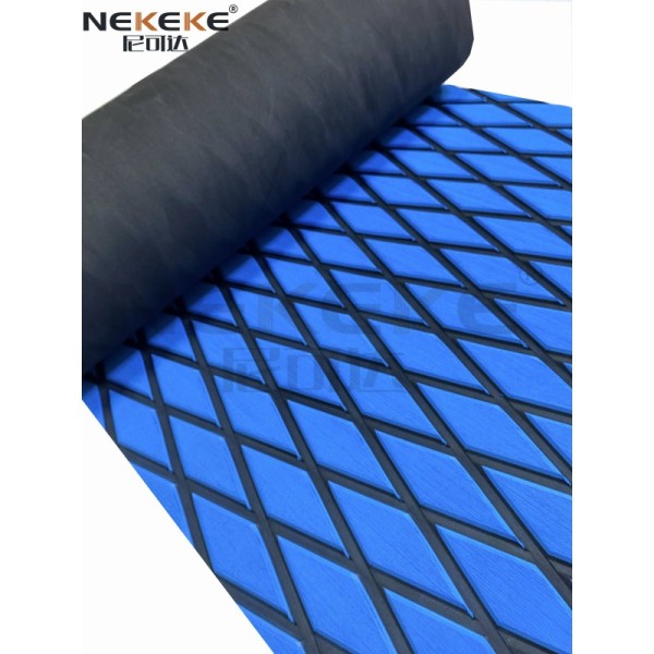 Self Adhesive EVA Deck Sheet Blue Black Diamond Pattern