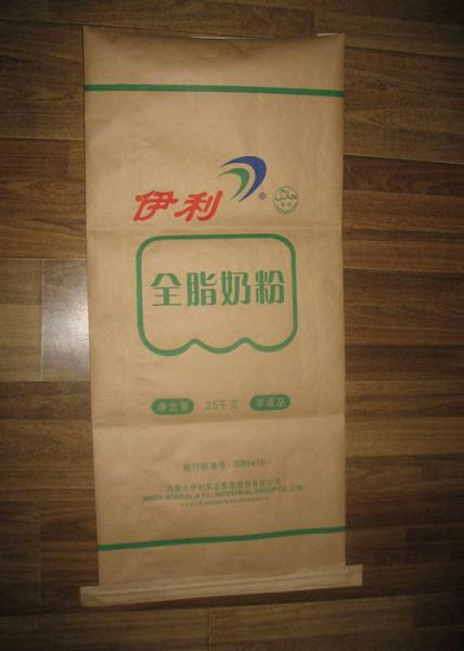 25kg Brown Kraft Paper Multiwall Paper Bags Laminated PP Woven Sacks for Polystyrene / Food Packing