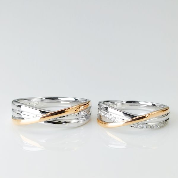 Double Color Special Lines Women11 White Gold Couple Ring