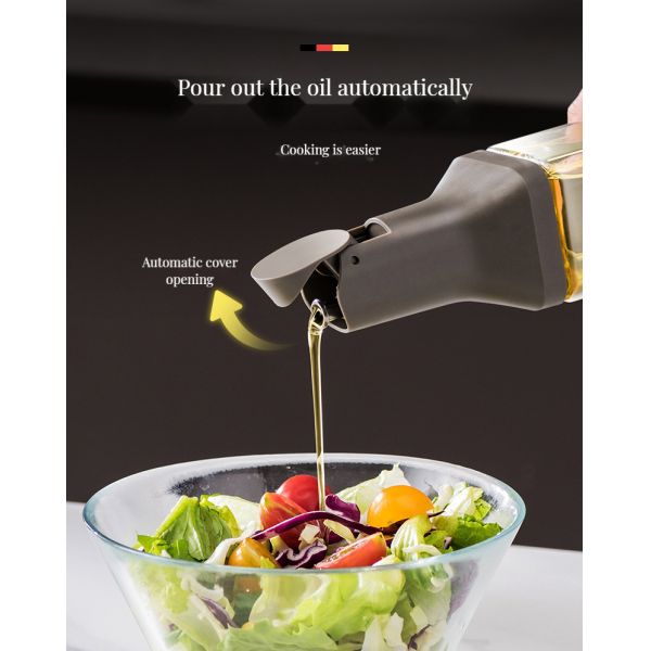 500ml Capacity Glass Kitchen Oil and Vinegar Bottle with Stylish Leak-Proof Dispenser