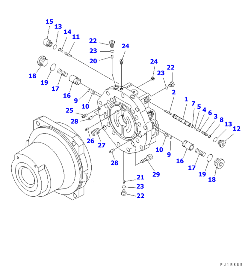 PC1250-8 21N-60-34100 High Torque Piston Structure Travel Motor Assy with Reinforced Sealing & Two Speed Control for Final Drive