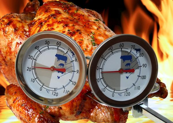 Stainless Steel Bimetal Microwave BBQ Meat Thermometer High Accuracy 3 Dial Diameter