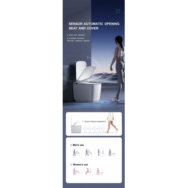 Multifunction Ceramic Elongated Bowl Modern Smart Toilet Electric With Sunken Tank