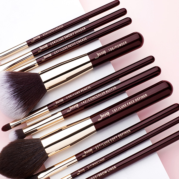 Jessup 15Pcs Zinfandel Makeup Brushes Set Private Label Makeup Brush Cosmetic Brush Producer T282