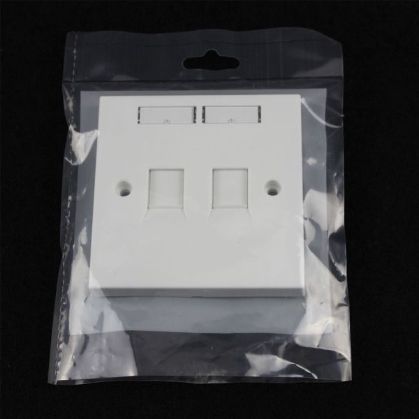 White Color RJ45 2 Port SGS Network Cable Faceplate