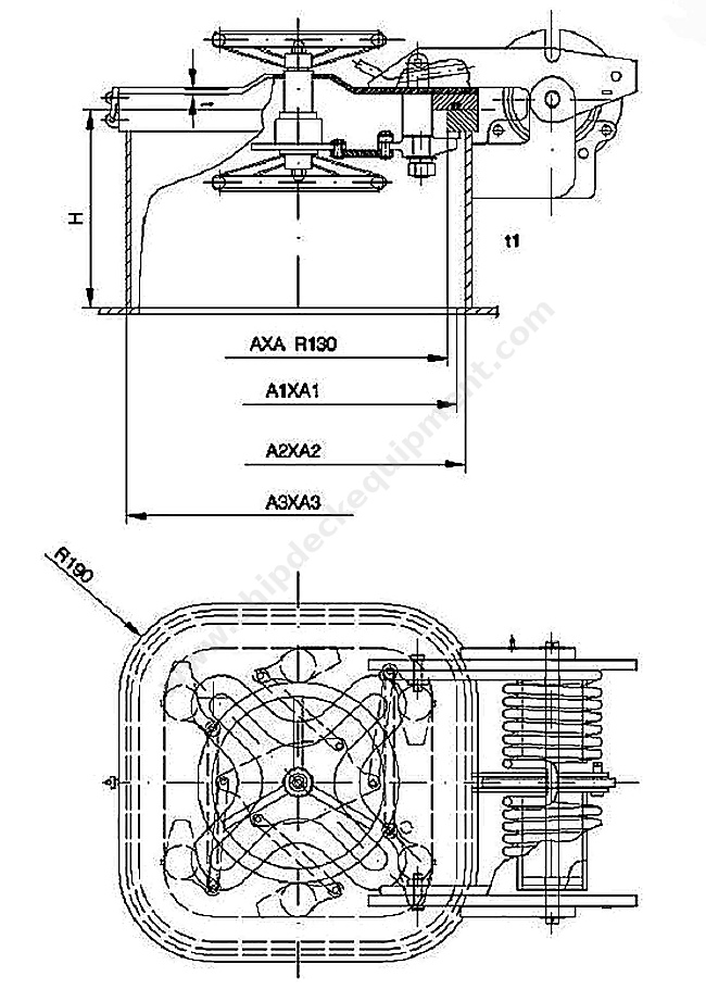 Square Quick-Acting Watertight Hatch Cover with Handwheel for Ship Access Openings | CB/T 3842 Type B