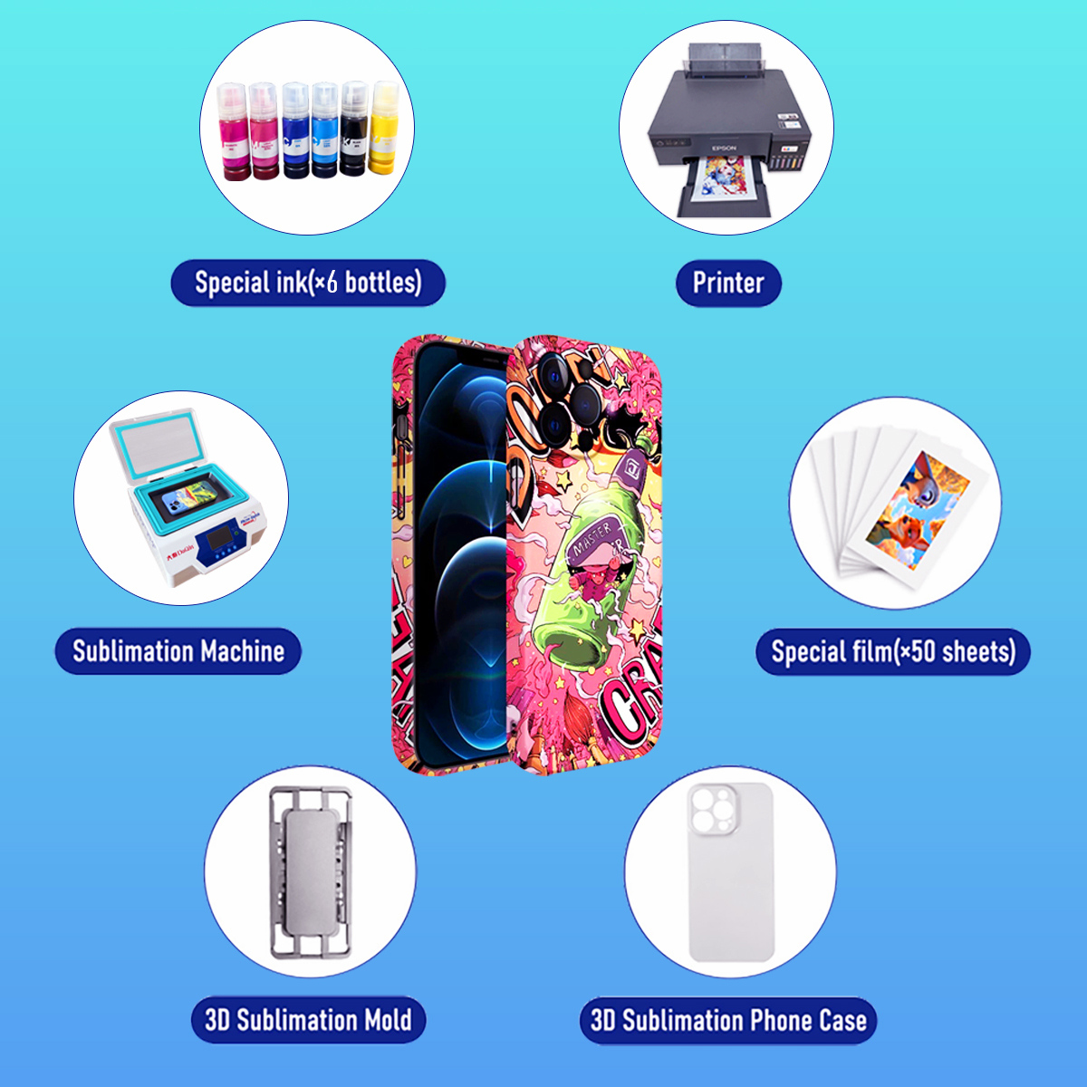 3D Sublimation Printing Machine with 40°C - 130°C Working Temp and Multi-color 360° Vacuum Full-wrap Technology for Phone Cases