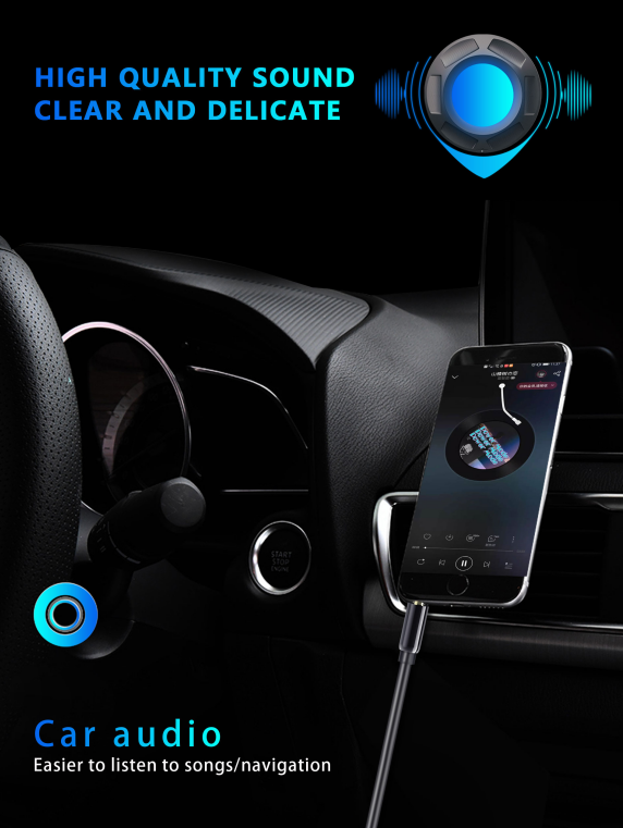 3.5mm Auxiliary Audio Cable Male To Male 10ft 3m Hi-Fi Sound Long Aux Cord For Car