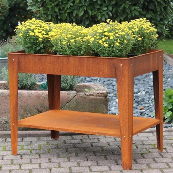 O aço metálico contínuo de Corten do jardim aumentou as camas e a prateleira exteriores