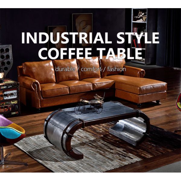 Nidea #8646 Vintage Industrial Style Coffee Table Whiskey  Bar Metal Aluminum Rivet Rattan Durable Handmade for Living Room High-End