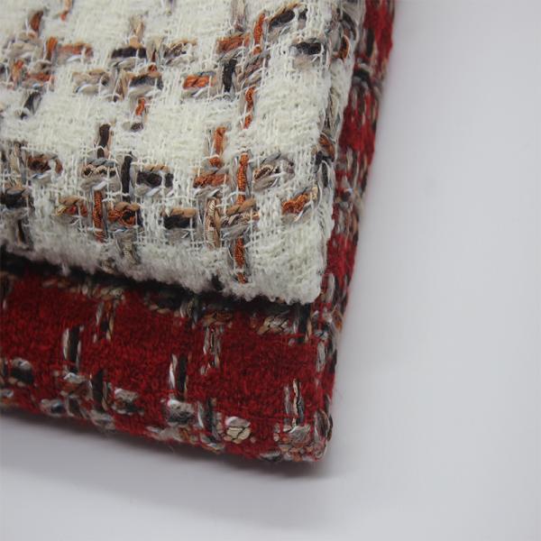 Stock Luxury Yarn Dyed Worsted with Wool Tweed Fabric for Autumn and Winter Dresses Women's Coat Clothing Jack