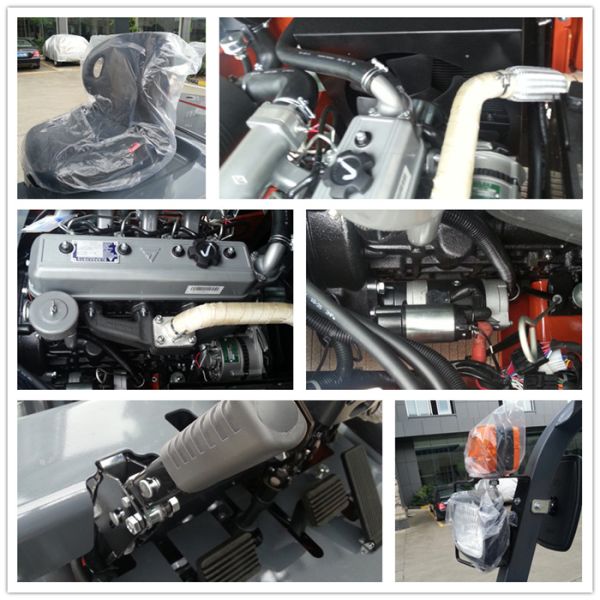 4.5m Triple Mast 2.5 Ton Diesel Forklift Truck With Side Shift Railway Station Applied