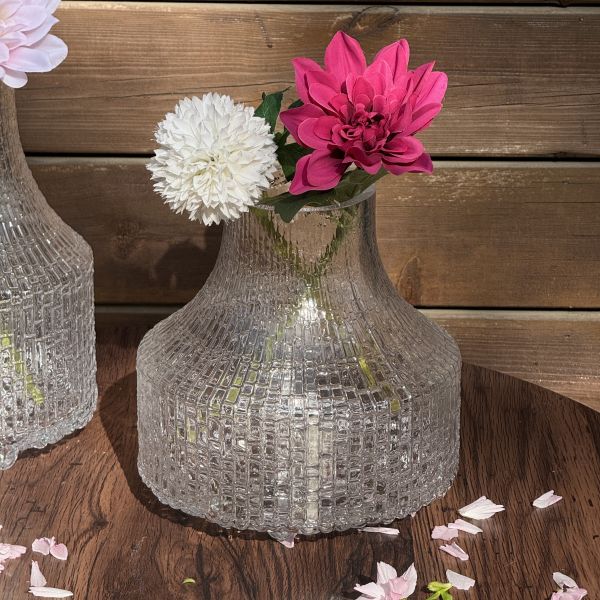 Handcrafted Textured Glass Vase with Unique Funnel Design for Sturdy & Functional Floral Displays