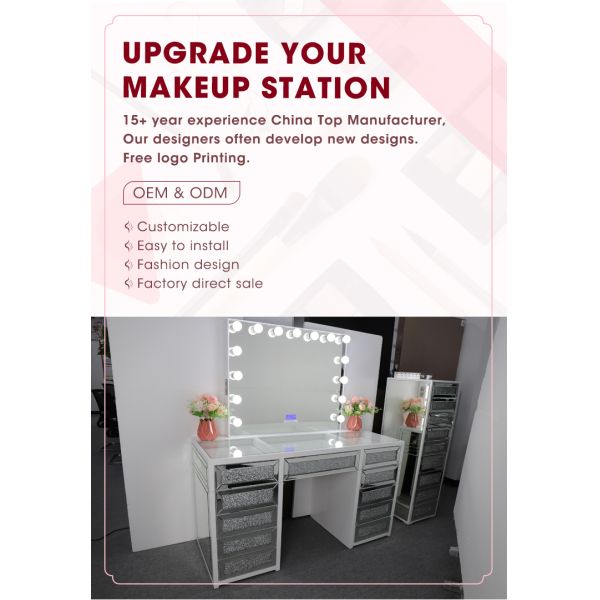 Wooden Compact Dressing Table Corner Vanity Set Assembled