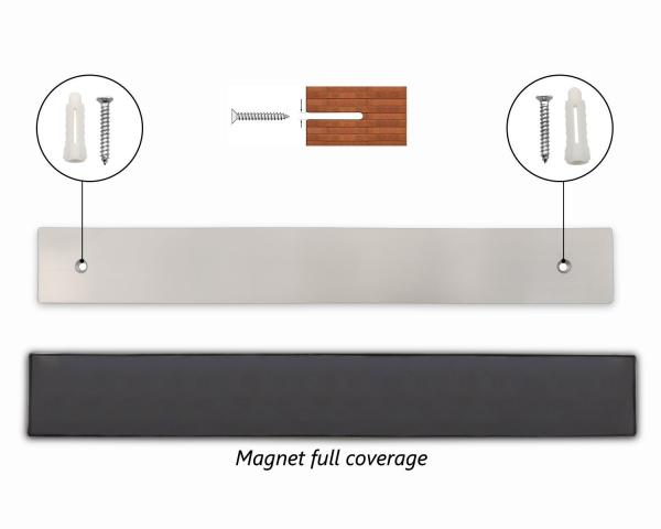Faixa de faca magnética de aço inoxidável de 16 polegadas para armazenamento de cozinha limpo e prático