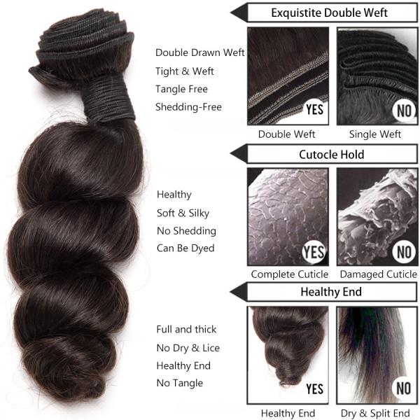 Loose Wave Curly Human Hair Weave Bundles Silk Soft With Thick Full Ends