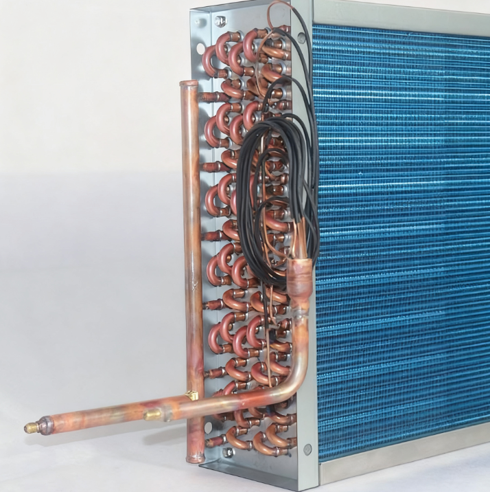 Condensador vertical con aletas de cobre para HVAC, tubo de 20 mm