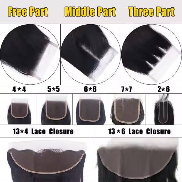 HD LACE 13 x 4 Lace Frontal Closure  Water Wave Ear to Ear HD Lace Frontal Pre Plucked 10-24inch  Human Hair Frontal Closures Free Part 150% Density Natural Black Color