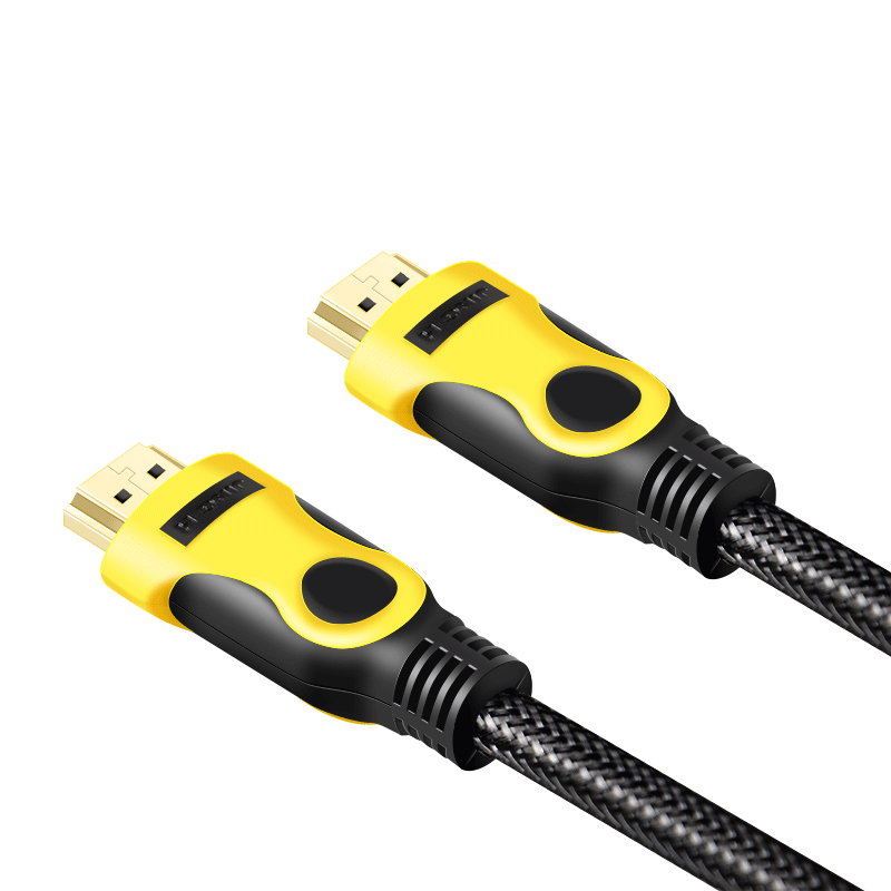 Durable Insulator Black yellow Pin Gold HDMI Cable 10FT NYLON HDMI 1.4 Cable For TV