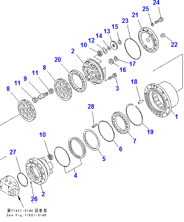 PC100 Excavator Final Drive Motor GM18 Travel Motor 203-60-63102 708-8H-00220