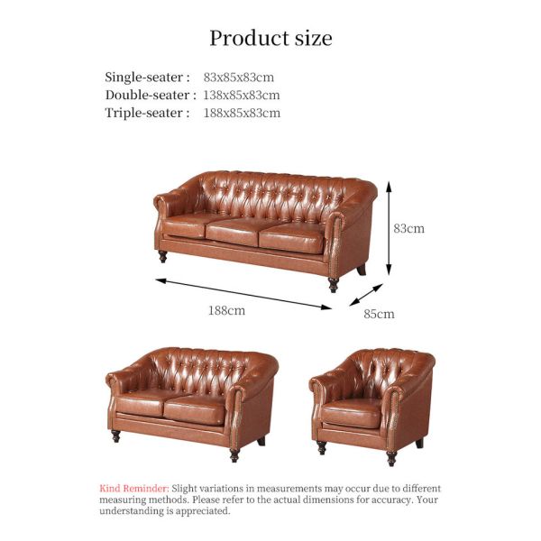 Nidea #8898 Traditional Genuine Leather Chesterfield Arm Set Sofa Sponge Filled Cushions for Living Room Hotel Workshop Luxury Furniture