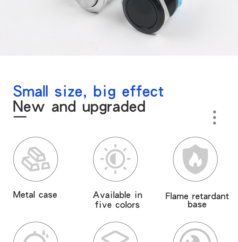 22mm self-resetting self-locking metal push-button switch with welded terminals 1NO 1NC without indicator light flat high head