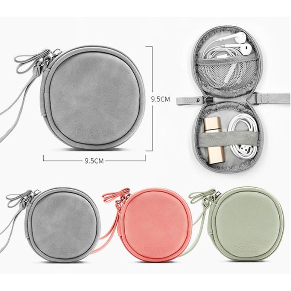 New Design Mini Leather Earphone Wire Storage Bag , Coins Organizer Bag